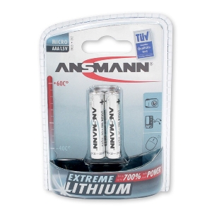 Lampade per Revier e outdoor von AKAH 2x ANSMANN Extreme Lithium Batterie 1,5 V Micro AAA 69045000